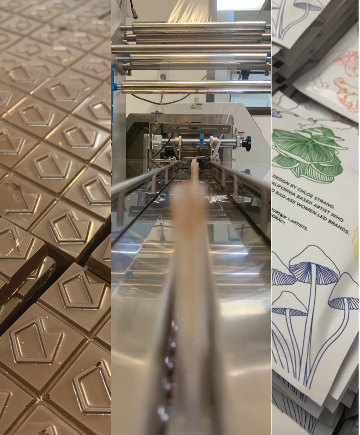 Chocolate molding, wrapping and custom printed packaging in production